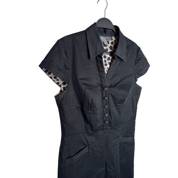 Donna Ricco New York Black Lightweight Denim Short Sleeve Dress Womens Size 14‎ - Picture 3 of 9